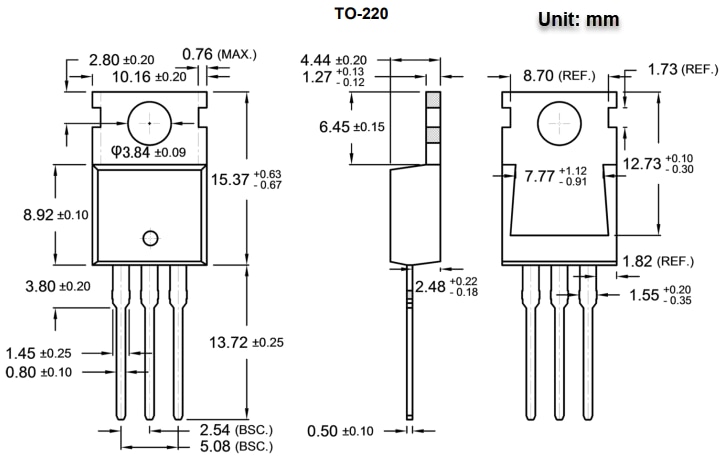 Mechanical Drawing - Taiwan Semiconductor TSM035NB04CZ N-Channel Power MOSFET